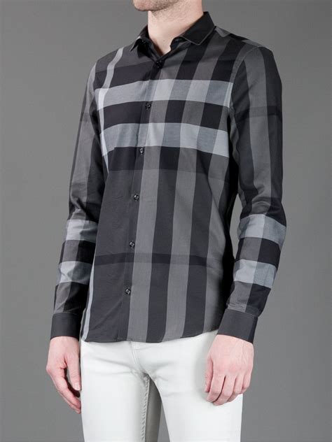 burberry grey check shirt|Burberry men's button up shirt.